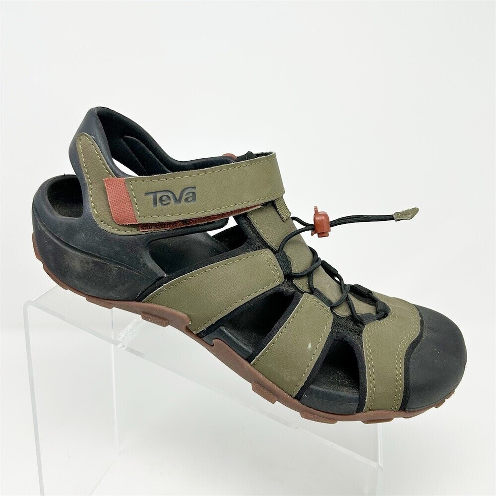 Teva Flintwood Men's Closed-Toe Sport Water Sandals Dark Olive Bungee Size 8